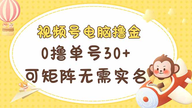 (14220期)视频号电脑撸金 0撸单号30+ 可矩阵 无需实名多号多得-金牛零本营