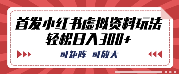 首发小红书虚拟资料玩法，可矩阵，可放大，轻松日入3张-金牛零本营