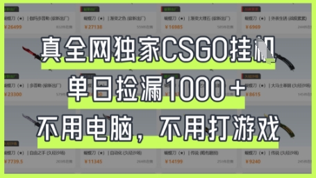 真全网独家CSGO挂G，单日捡漏1k+【揭秘】-金牛零本营