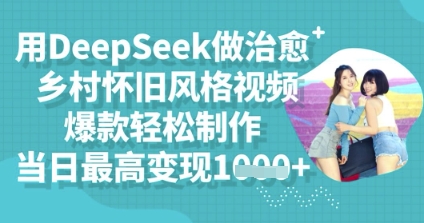用DeepSeek做治愈乡村怀旧风格视频,爆款轻松制作,当日最高变现多张-金牛零本营
